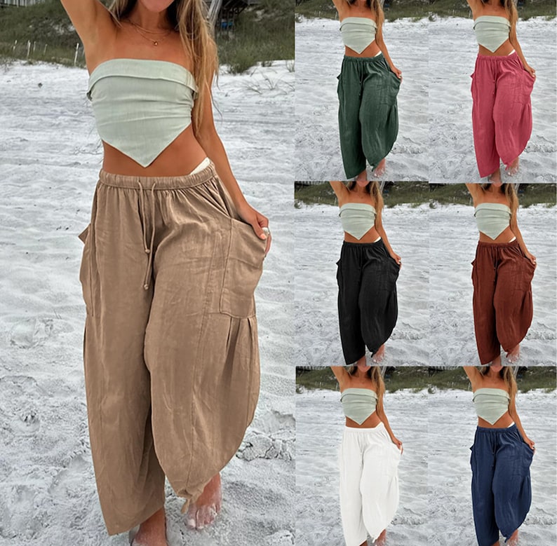 Women's  Loose Casual Cotton Linen Trousers  Pants