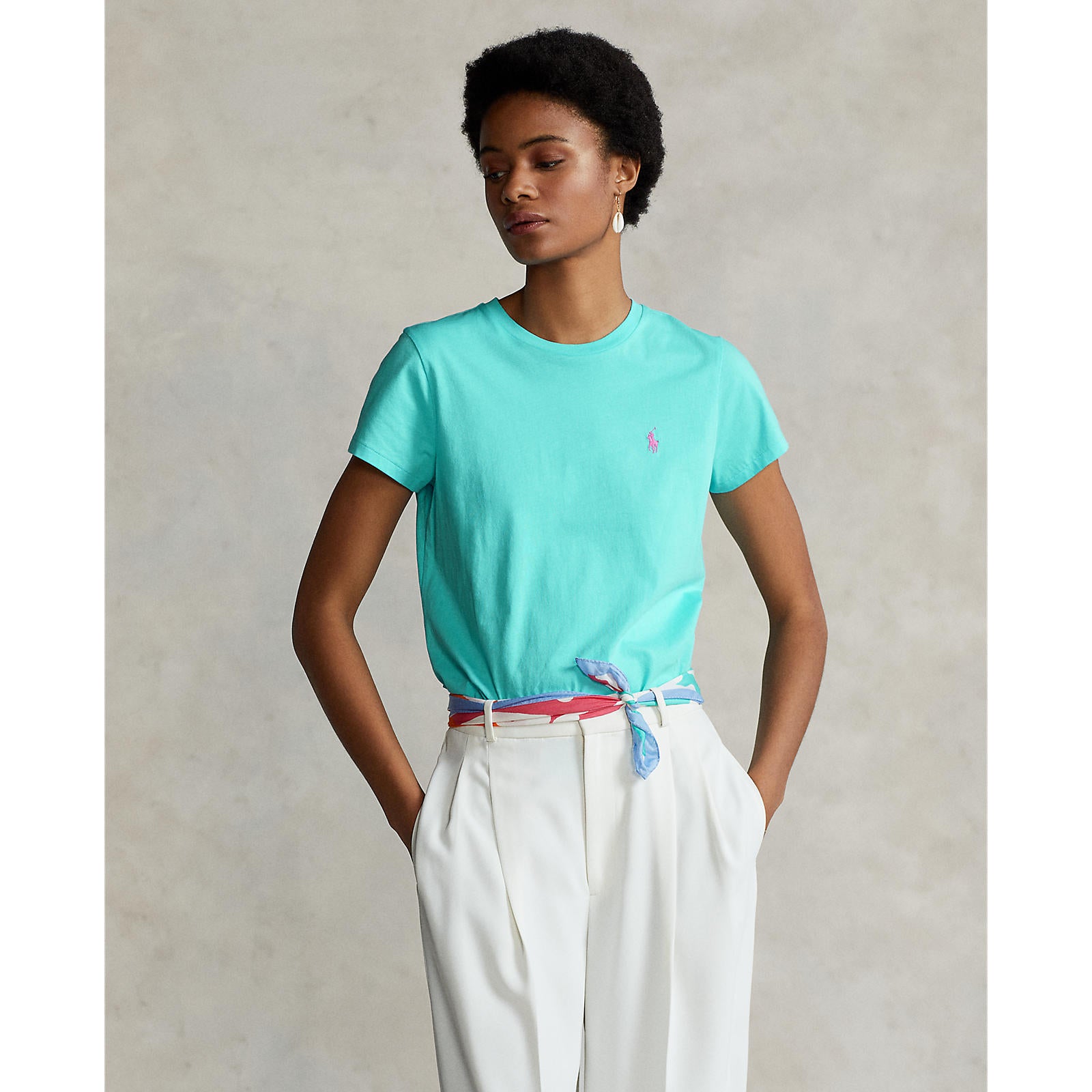 Cotton Crewneck Tee - Turquoise