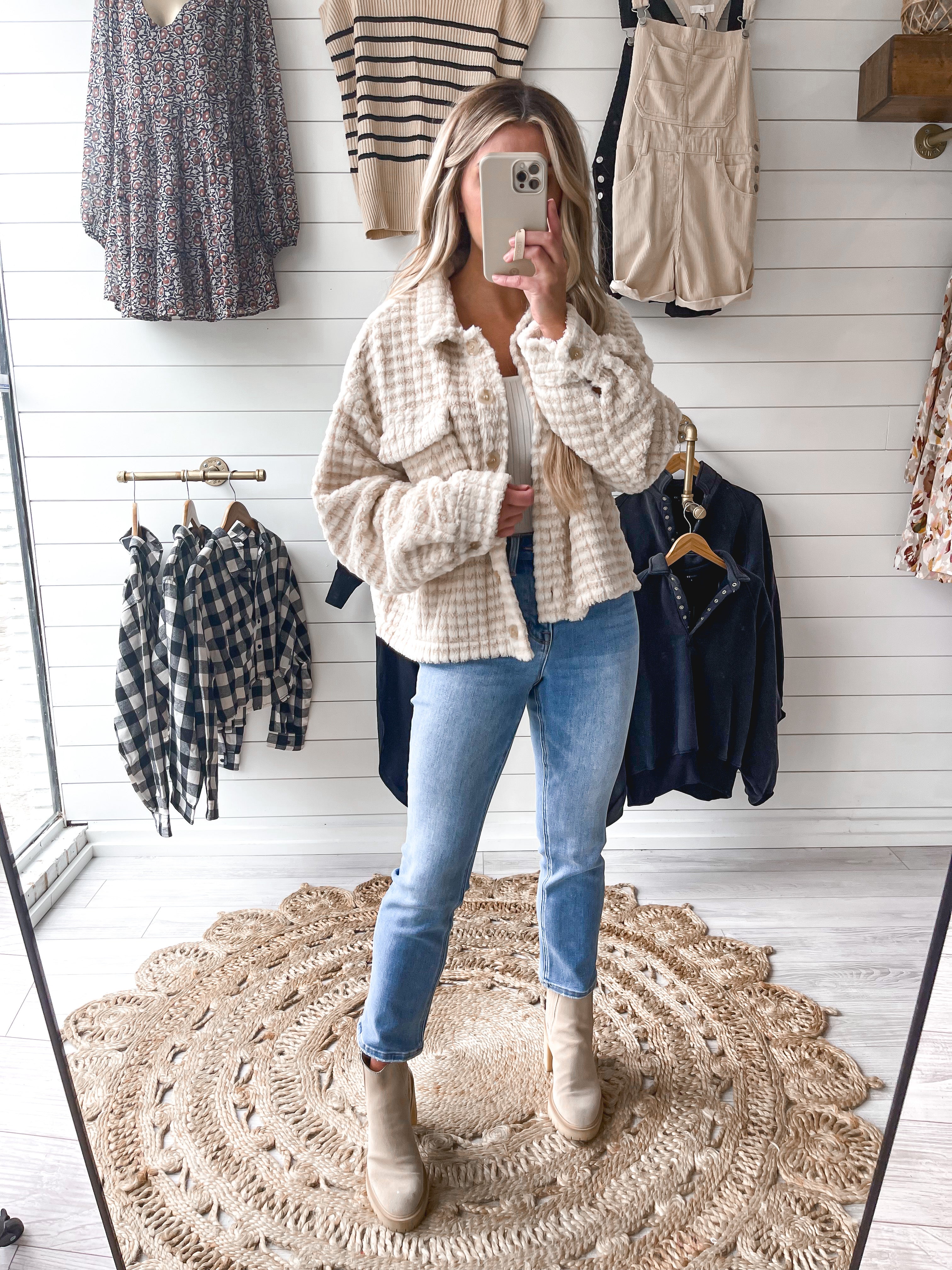 Getting Closer Shacket in Cream